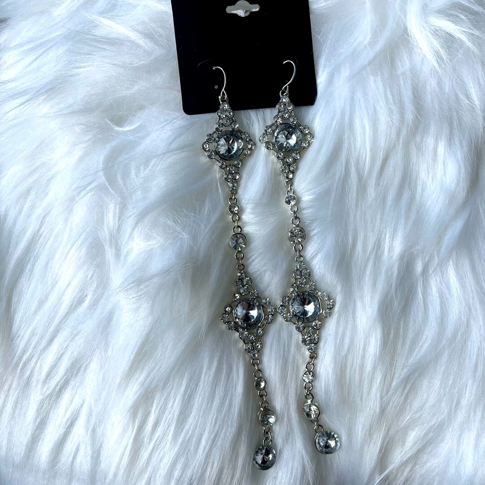 Long silver earring
